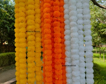 VENDITA SU corde di ghirlanda di fiori di calendula Deewali decorativi artificiali di colore indiano misto per la decorazione della festa nuziale di Natale Diwali