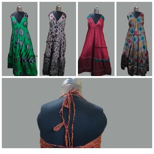 Wholesale lot of Wrap silk dress maxi Indian silk boho style long dress for woman wedding Summer dress.