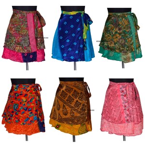 Indian Women Short Mini Skirt Wrap Skirts Vintage Silk Bohemian Hippie ...