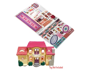 Toy Restore Replacement Stickers Fits Loving Family Doll House 74649 Pink Roof