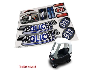 Toy Restore Stickers Fits Little Tikes 30th Cozy Coupe Police Patrol Car Decals