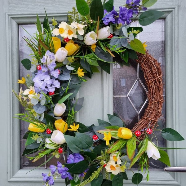 Large Artificial Spring Floral Wreath
