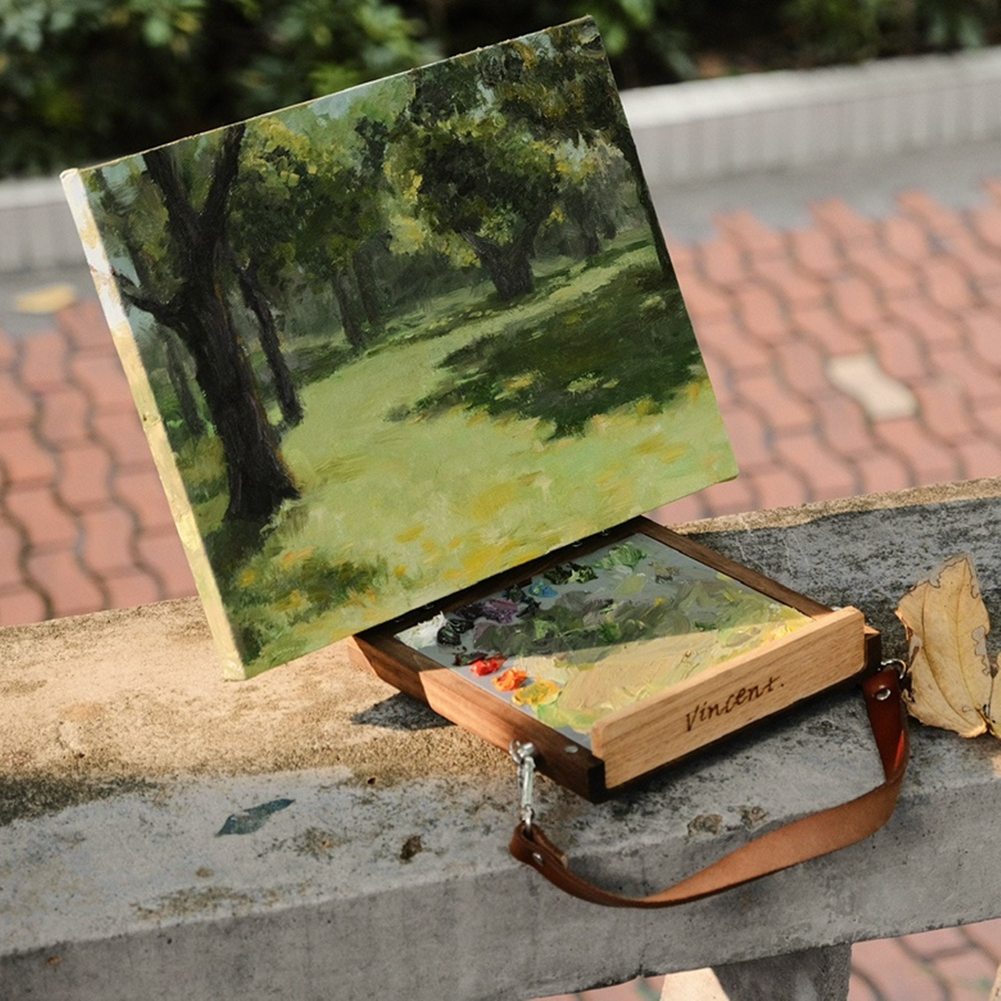 Wooden Travel Paint Box Easel Carry Case Watercolour Oil Painting 