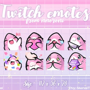 1 Set Pink Shark Emotes - Twitch Emotes / Sub Badges / Bit Badges / Süße Twitch Emotes / süße Schweine Emotes / Hai Sub Badges / Custom Emotes