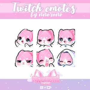3 Set NEW Cat Emotes White Pink - twitch emotes / penguin emotes / animated emotes / twitch badges /