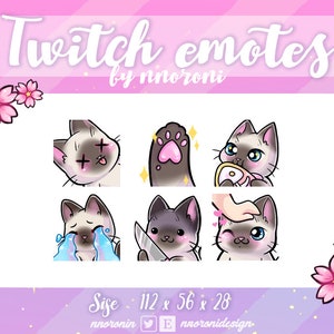 1 set Siamese cat - Twitch Emotes / sub badges / bit badges / Kawaii cat / Cute twitch emotes / cute cat / cat sub badges