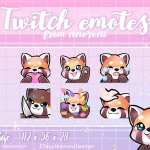 1 set Cute Red Panda Emotes - Twitch Emotes / sub insignias / emotes personalizados / Cute twitch emotes / red panda emotes / red panda sub badges