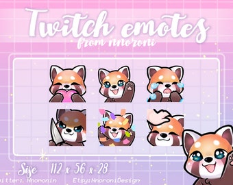 1 set Cute Red Panda Emotes - Twitch Emotes / sub badges / custom emotes / Cute twitch emotes / rode panda emotes / rode panda sub badges