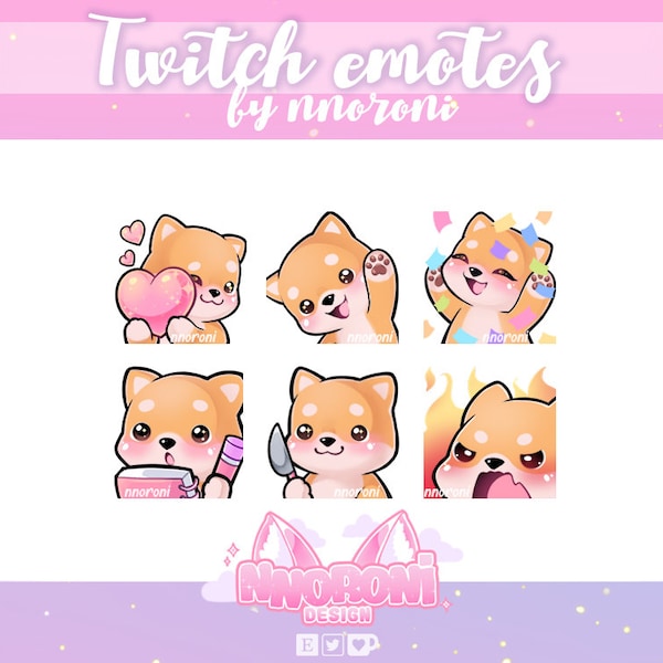 1 ensemble animé Shiba Inu Rouge - Émoticônes Twitch / sous-badges / emotes animées / émoticônes shiba inu / émoticônes chien / sous-badges chien