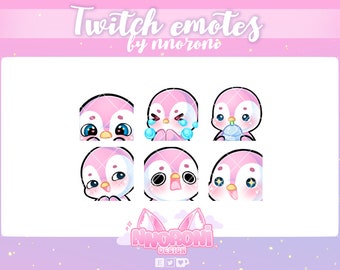 2 Set NEW Penguin Emotes PINK - twitch emotes / penguin emotes / animated emotes / twitch badges / channel points