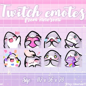 1 ensemble d’émoticônes de requin gris - Emotes Twitch / sous-badges / badges de bit / Émotes de contraction mignonnes / emotes de cochon mignon / sous-badges de requin / émoticônes personnalisées
