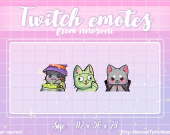 HALLOWEEN Graue Katze - Twitch Emotes / Sub Badges / Bit Badges / Custom Emotes / Süße Twitch Emotes / Cat Sub Badges / animierte Emotes