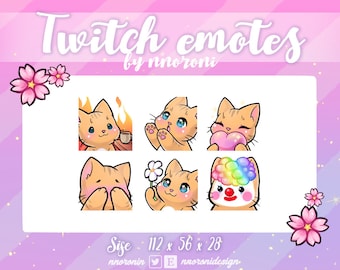 6 set Rode kat - Twitch Emotes / sub badges / bit badges / Kawaii kat / Cute twitch emotes / schattige kat / kat sub badges