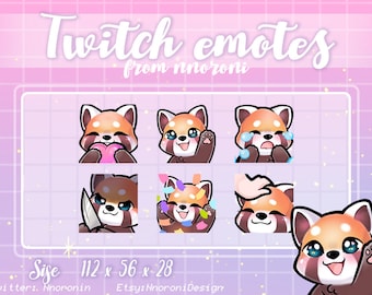 1 set ANIMATED Red Panda Emotes  - Twitch Emotes / sub badges / custom emotes / Cute twitch emotes / red panda emotes / red panda sub badges