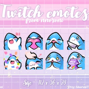 1 Set ANIMIERTE Dunkelblaue Hai Emotes - Twitch Emotes / Sub Badges / Bit Anstecker / Süße Twitch Emotes / Hai Sub Badges / Custom Emotes