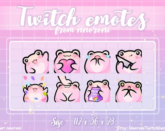 GEANIMEERDE 1 set Pink Frog Emotes - Twitch Emotes / sub badges / bit badges / Leuke twitch emotes / Frog sub badges / aangepaste emotes