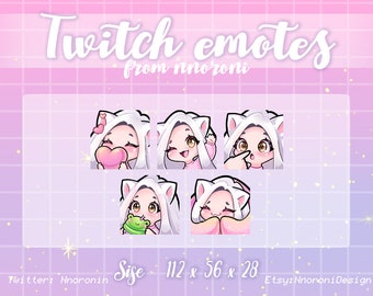 1 Set Cute Chibi Cat Girl Emote Silver Hair Brown Eyes Twitch Emotes / Sub  Badges / Custom Emotes / Cute Twitch Emotes/ Animated Emotes - Etsy