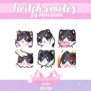 1 Set NEW Cat Emotes White Black - twitch emotes / penguin emotes / animated emotes / twitch badges /