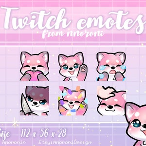 1 set ANIMADO Pink Fox Emotes - Twitch Emotes / sub insignias / emotes personalizados / Lindos emoticonos de contracción / fox panda emotes / fox sub badges