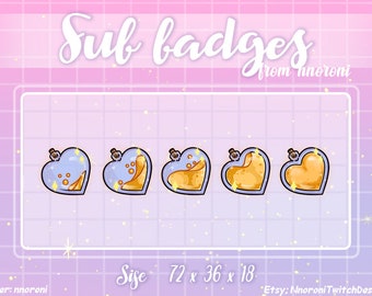 Gold Heat Bottle Sub Badges - twitch badges / twitch emotes / custom twitch emotes / custom twitch badges / heart badges /channel points