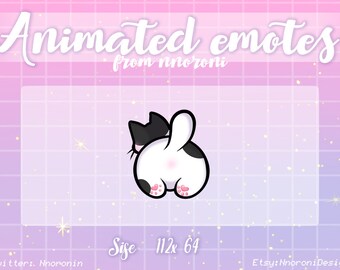 ANIMATED White Black Cat buttocks - twitch emotes | animated emotes | custom emotes | channel points | sub badges | cat emotes | chibi