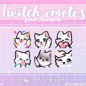 1 set White Husky  - Twitch Emotes dog / sub badges / bit badges / custom emotes / Cute twitch emotes / dog emotes / dog sub badges