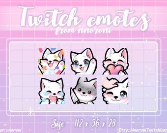1 set White Husky  - Twitch Emotes dog / sub badges / bit badges / custom emotes / Cute twitch emotes / dog emotes / dog sub badges