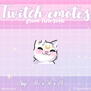 Danza ANIMADA White Moon Cat Emotes - Twitch Emotes / sub insignias / emotes personalizados / Lindos emoticonos de contracción / emotes de gato / baile emote cat