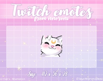 Dans GEANIMEERDE White Moon Cat Emotes - Twitch Emotes / sub badges / aangepaste emotes / Leuke twitch emotes / kat emotes / dans emote kat
