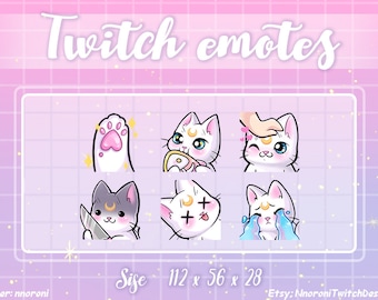 1 set White Sailor Moon cat - Twitch Emotes / sub badges / bit badges / Kawaii cat / Cute twitch emotes / cute cat / cat sub badges
