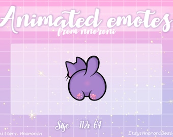 ANIMATED Purple Cat billen - twitch emotes | geanimeerde emotes | aangepaste emotes | kanaalpunten | subbadges | kat emotes | Chibi