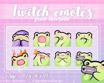 2 set Green Frog Emotes - Twitch Emotes / sub badges / bit badges / Cute twitch emotes /  Frog sub badges / custom emotes