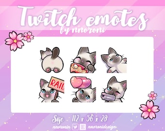 5 set Siamese cat - Twitch Emotes / sub badges / bit badges / Kawaii cat / Cute twitch emotes / cute cat / cat sub badges