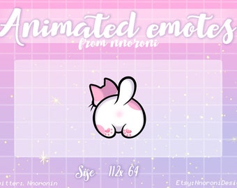 ANIMATED White Pink Cat buttocks - twitch emotes | animated emotes | custom emotes | channel points | sub badges | cat emotes | chibi