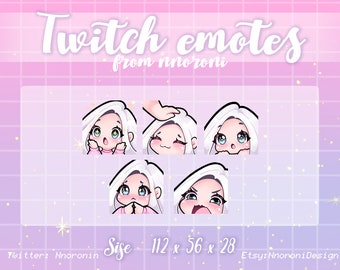 2 set Cute Chibi Girl Emote - Silver Hair Blue Eyes Twitch Emotes / sub badges / aangepaste emotes / Leuke twitch emotes / geanimeerde emotes