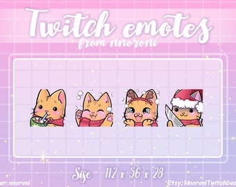 ANIMATED New Year Red cat - Twitch Emotes / sub badges / custom emotes / Cute twitch emotes /  cat sub badges/ animated emotes