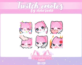 1 Set GEANIMEERDE NIEUWE Cat Emotes Wit Roze - twitch emotes / pinguïn emotes / geanimeerde emotes / twitch badges /