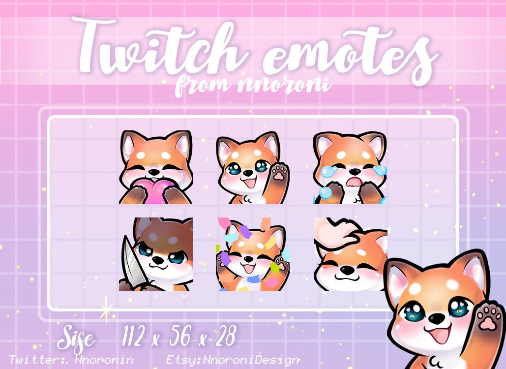 5x OKAMI Emotes for Twitch and Discord | Kawaii Wolf emoji | Cute Chibi Fox  or Dog for Streamers