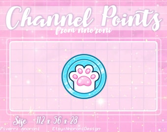 Blue Coin with Paw - CHANNEL POINTS / Cute sub badges / Badges for streamers / animated emotes / paws badges / custom twitch emotes