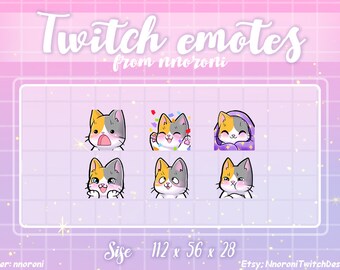 2 set Wit Grijs Rood Sailor Moon kat - Twitch Emotes / sub badges / bit badges / Kawaii kat / Leuke twitch emotes / schattige kat / kat sub badges
