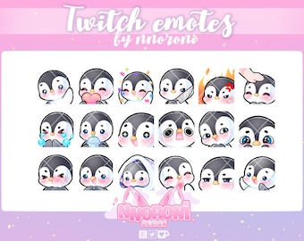 1 BIG Set NEW Penguin Emotes BLACK - 18 emotes / twitch emotes / penguin emotes / animated emotes / twitch badges / channel points