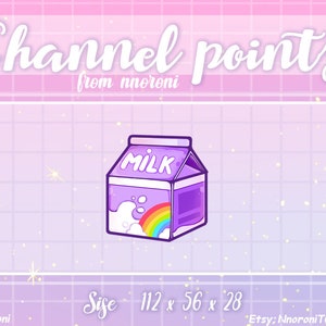 Rainbow Milk box - CHANNEL POINTS / Kawaii / Schattige sub badges / Badges voor streamers / geanimeerde emotes / milk box / sub badges / twitch emotes