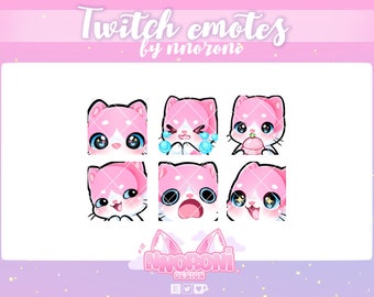 2 Set GEANIMEERDE NIEUWE Cat Emotes Wit Roze - twitch emotes / pinguin emotes / geanimeerde emotes / twitch badges /