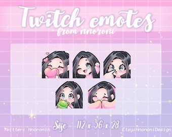 1 Set Cute Chibi Girl Emote Black Hair Blue Eyes Twitch Emotes / Sub Badges  / Custom Emotes / Cute Twitch Emotes / Animated Emotes - Etsy