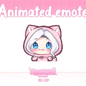Wiggle Girl emote White hair Blue eyes - twitch emote | animated emote | cute emote | anime emote | twitch badges