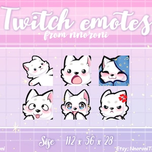 2 set White Husky  - Twitch Emotes dog / sub badges / bit badges / custom emotes / Cute twitch emotes / dog emotes / dog sub badges