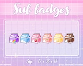 Cute milk box badges - sub badges/ twitch badges/ twitch emotes/ custom twitch badges/ custom twitch emotes/ channel points/ cow emotes