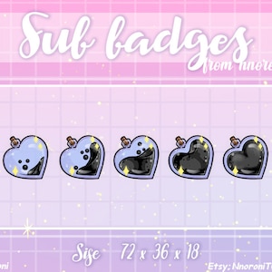 Black Heat  Bottle Sub Badges - twitch badges/ twitch emotes / custom twitch emotes / custom twitch badges / heart badges /channel points