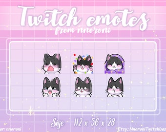 2 set ANIMATED White Black  Cat - twitch emotes / twitch emotes/ kawaii emotes / sub badges / twitch emotes/ cat emote / animated emote