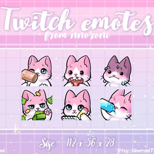 4 set ANIMATED White Pink Cat - twitch emotes / twitch emotes / kawaii emotes / sub badges / twitch emotes / cat emote / animated emote
